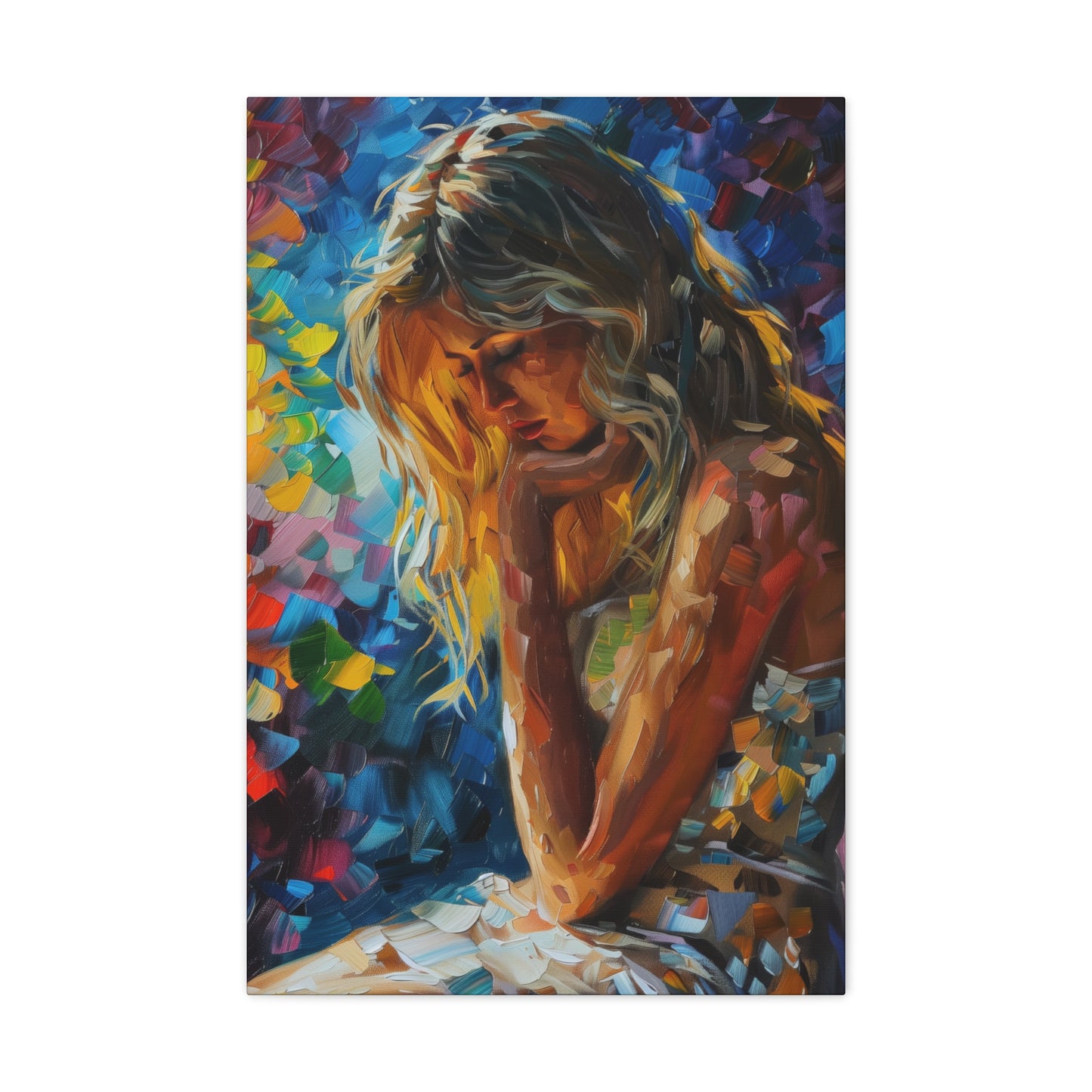 Cute Girl - Leonid Afremov Style Digital Oil Painting Canvas Gallery Wraps