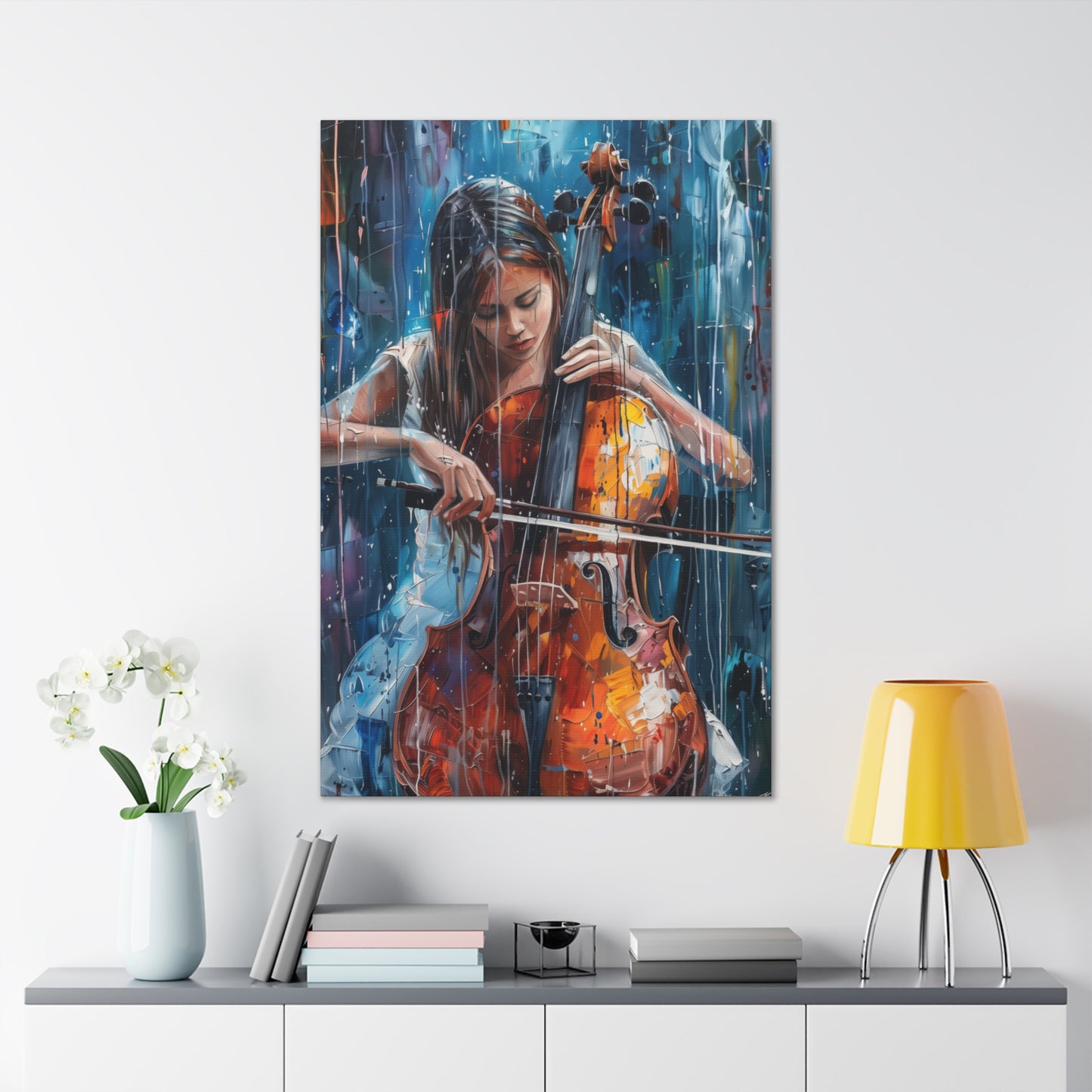 Girl Playing Guitar - Digital Oil Painting Canvas Gallery Wraps