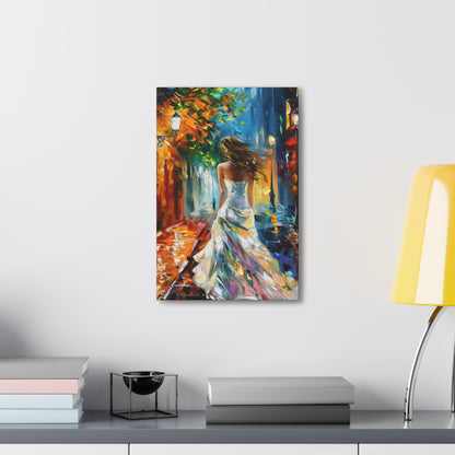 bride walking in street - Leonid Afremov Style Digital Print Canvas Gallery Wraps