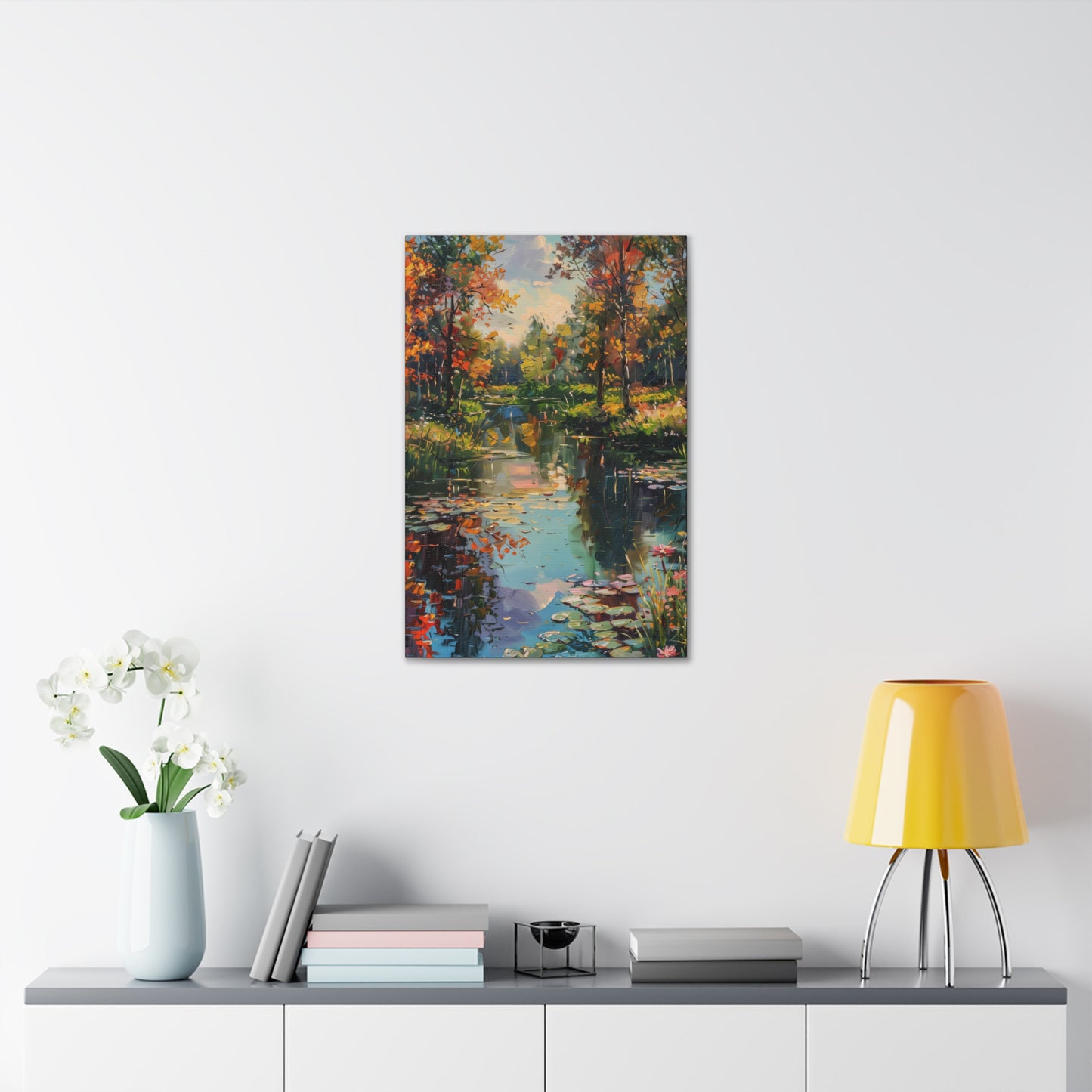 Lake in a Forest - Claude Monet Style Digital Print Canvas Gallery Wraps