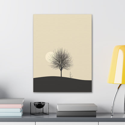 Lone Leafless Tree - Illustration Canvas Gallery Wraps