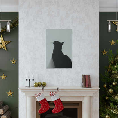 Black Cat Looking Up Digital Illustration Canvas Gallery Wraps