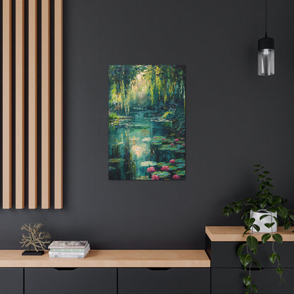 Pond in a Forest - Claude Monet Style Digital Print Canvas Gallery Wraps