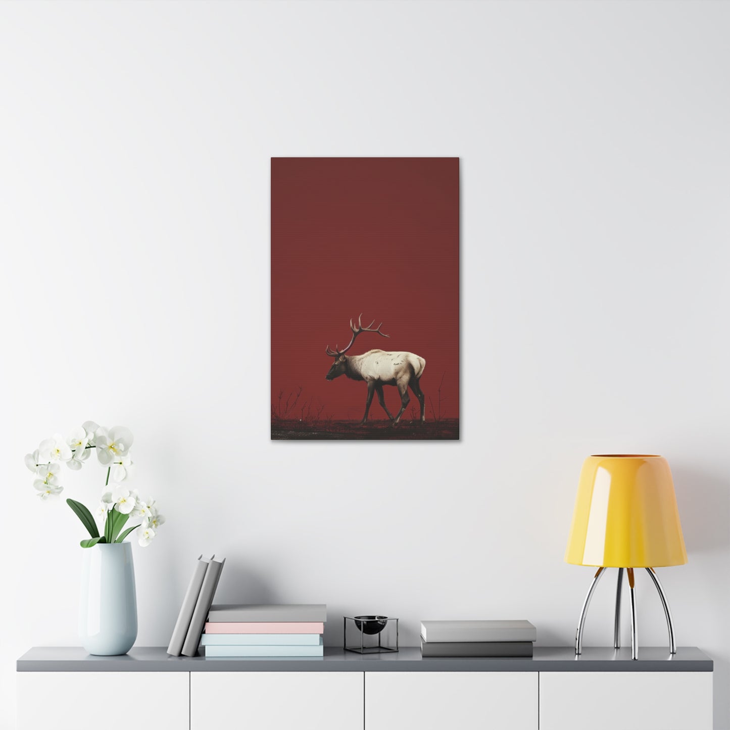 Moose with Antlers Digital Illustration Canvas Gallery Wraps