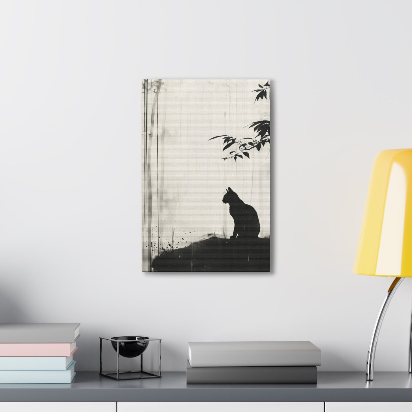 Black Cat Digital Illustration Canvas Gallery Wraps