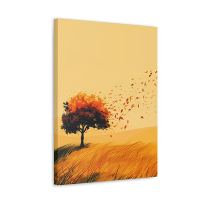 Tree in a Golden Sunset Digital Illustration Canvas Gallery Wraps