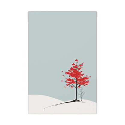 Maple Tree in Winter - Illustration Canvas Gallery Wraps