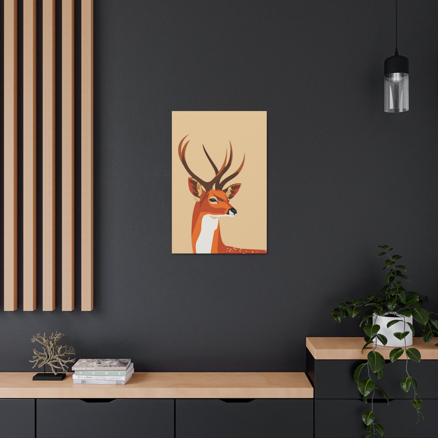 Deer with Antlers Digital Illustration Canvas Gallery Wraps