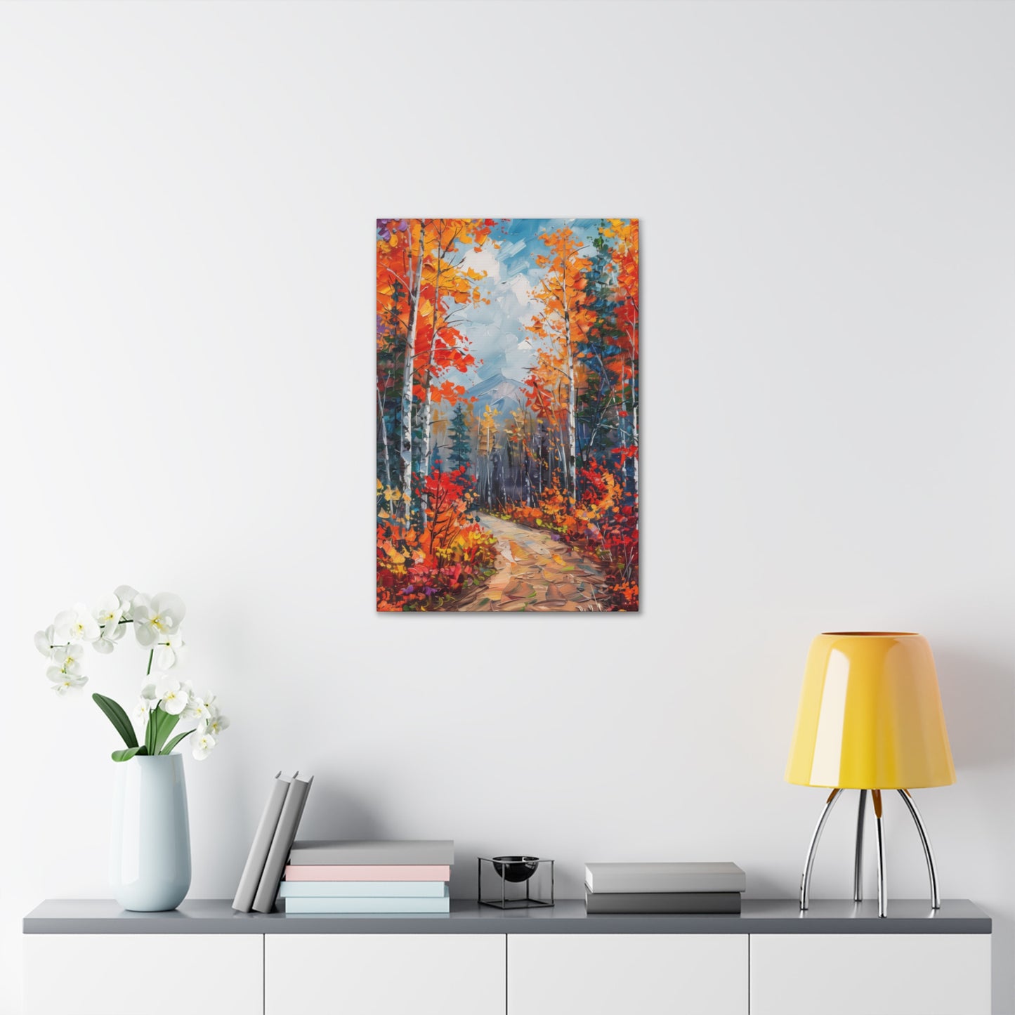 road through autumn forest - Leonid Afremov Style Digital Print Canvas Gallery Wraps