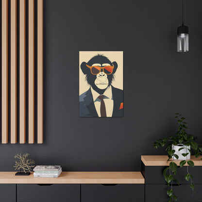 Ape Wearing Suite and Sunglasses Digital Illustration Canvas Gallery Wraps