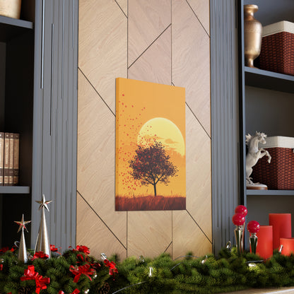 Tree in a Golden Sunset Digital Illustration Canvas Gallery Wraps