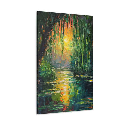 Lake in a Forest - Claude Monet Style Digital Print Canvas Gallery Wraps