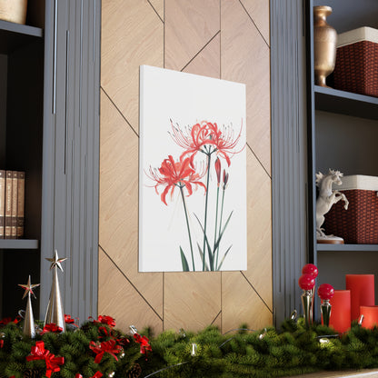 Red Spider Lily Flower Digital Illustration Canvas Gallery Wraps