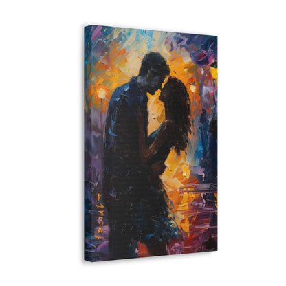 Couple - Leonid Afremov Style Digital Oil Painting Canvas Gallery Wraps