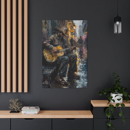 Man Playing Guitar on the Street - Rembrandt Style Digital Oil Painting Canvas Gallery Wraps