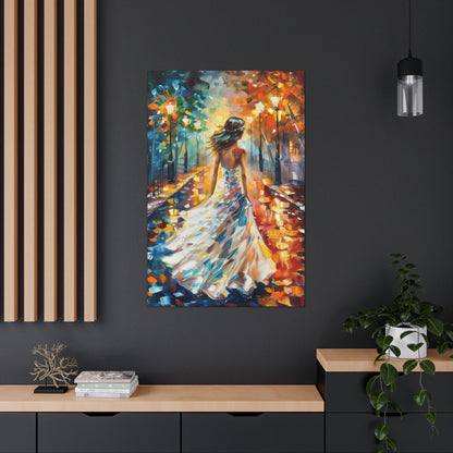 bride walking in the street - Leonid Afremov Style Digital Print Canvas Gallery Wraps