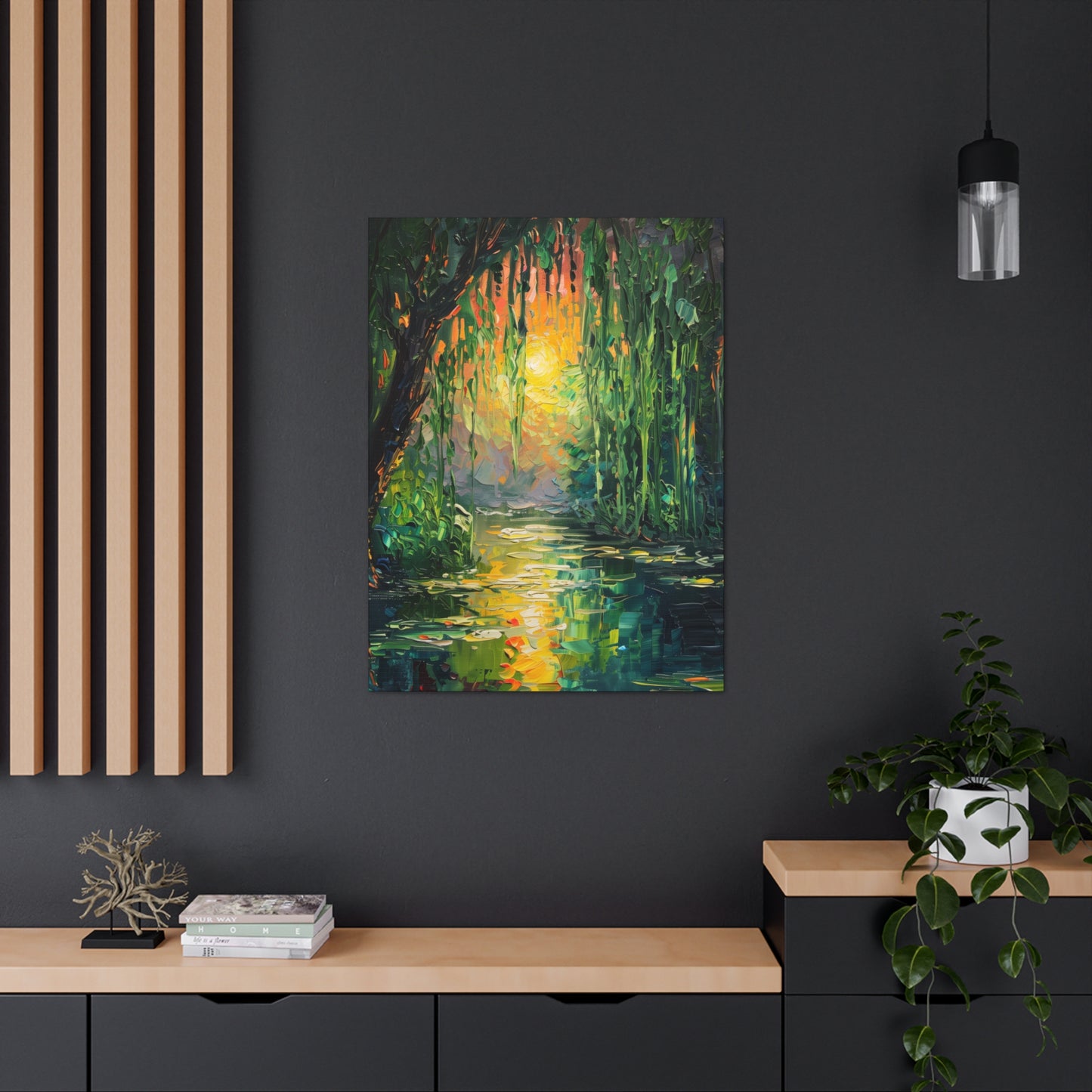 Lake in a Forest - Claude Monet Style Digital Print Canvas Gallery Wraps