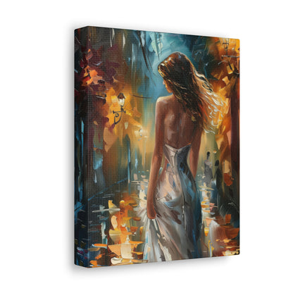 bride walking in street - Leonid Afremov Style Digital Print Canvas Gallery Wraps