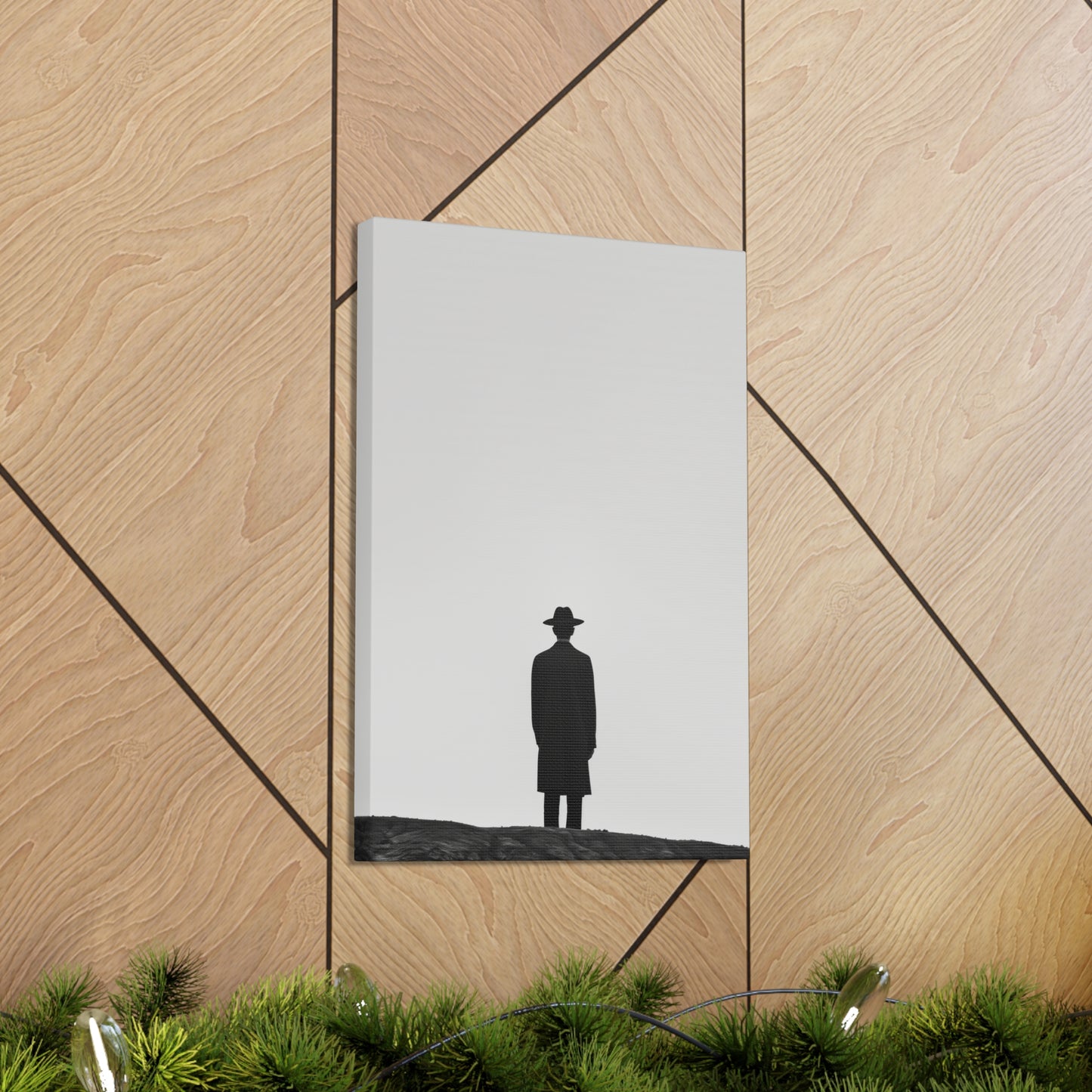 Man Wearing Suit and Porkpie Hat - Takeshi Kitano Style Digital Illustration Canvas Gallery Wraps