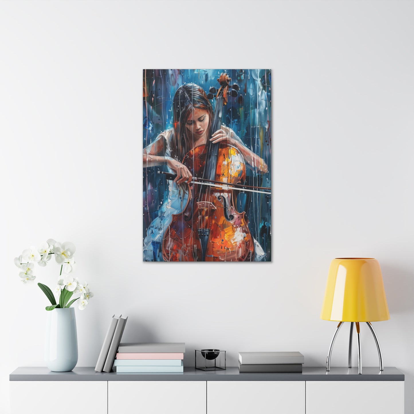 Girl Playing Guitar - Digital Oil Painting Canvas Gallery Wraps