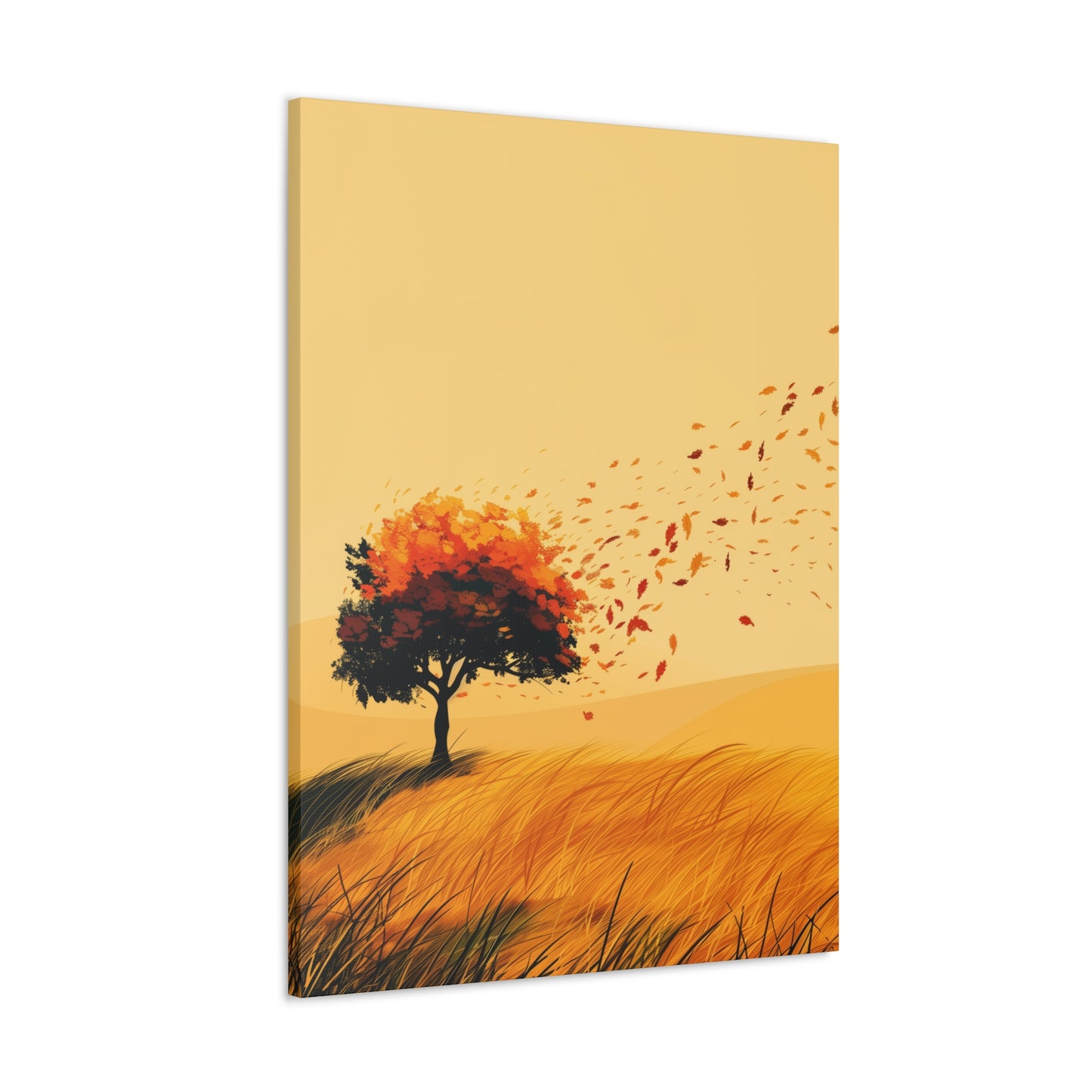 Tree in a Golden Sunset Digital Illustration Canvas Gallery Wraps