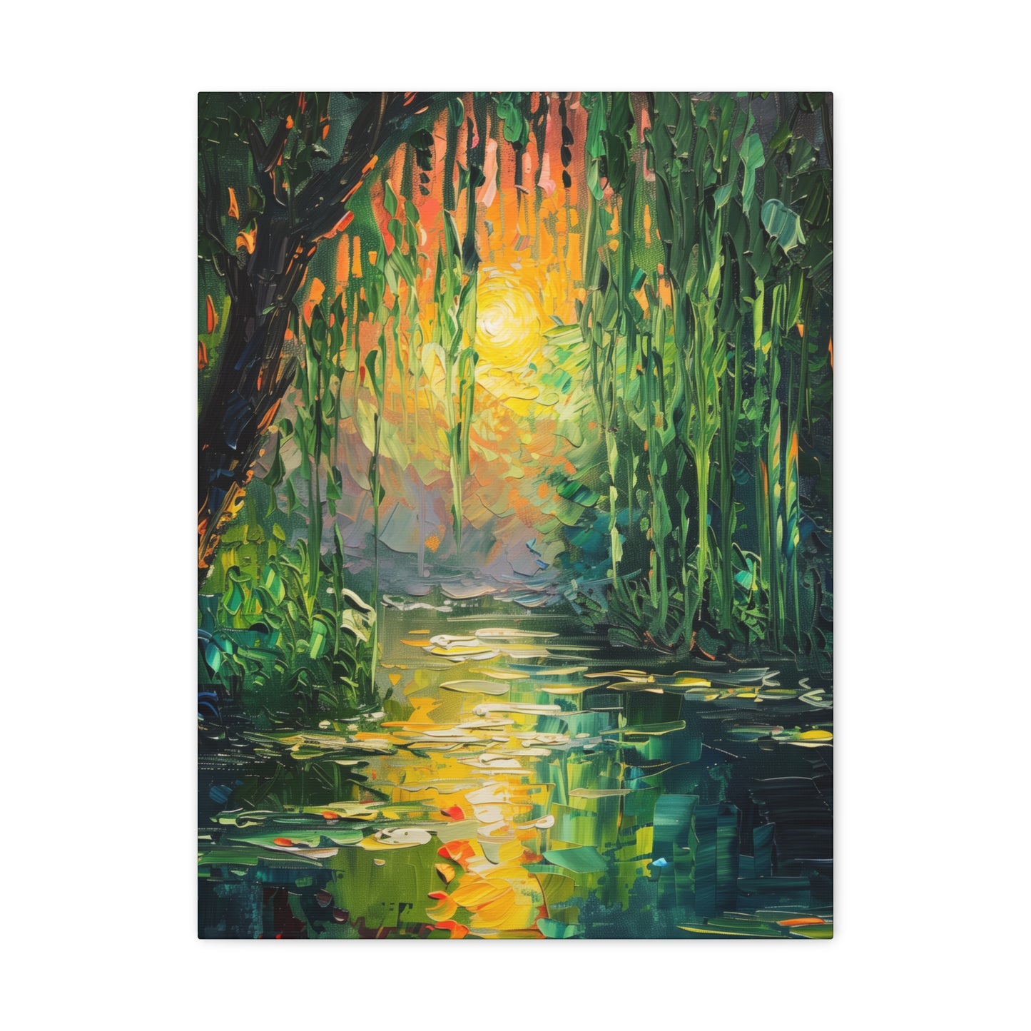 Lake in a Forest - Claude Monet Style Digital Print Canvas Gallery Wraps