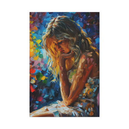 Cute Girl - Leonid Afremov Style Digital Oil Painting Canvas Gallery Wraps