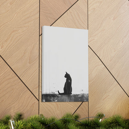 Black Cat Digital Illustration Canvas Gallery Wraps