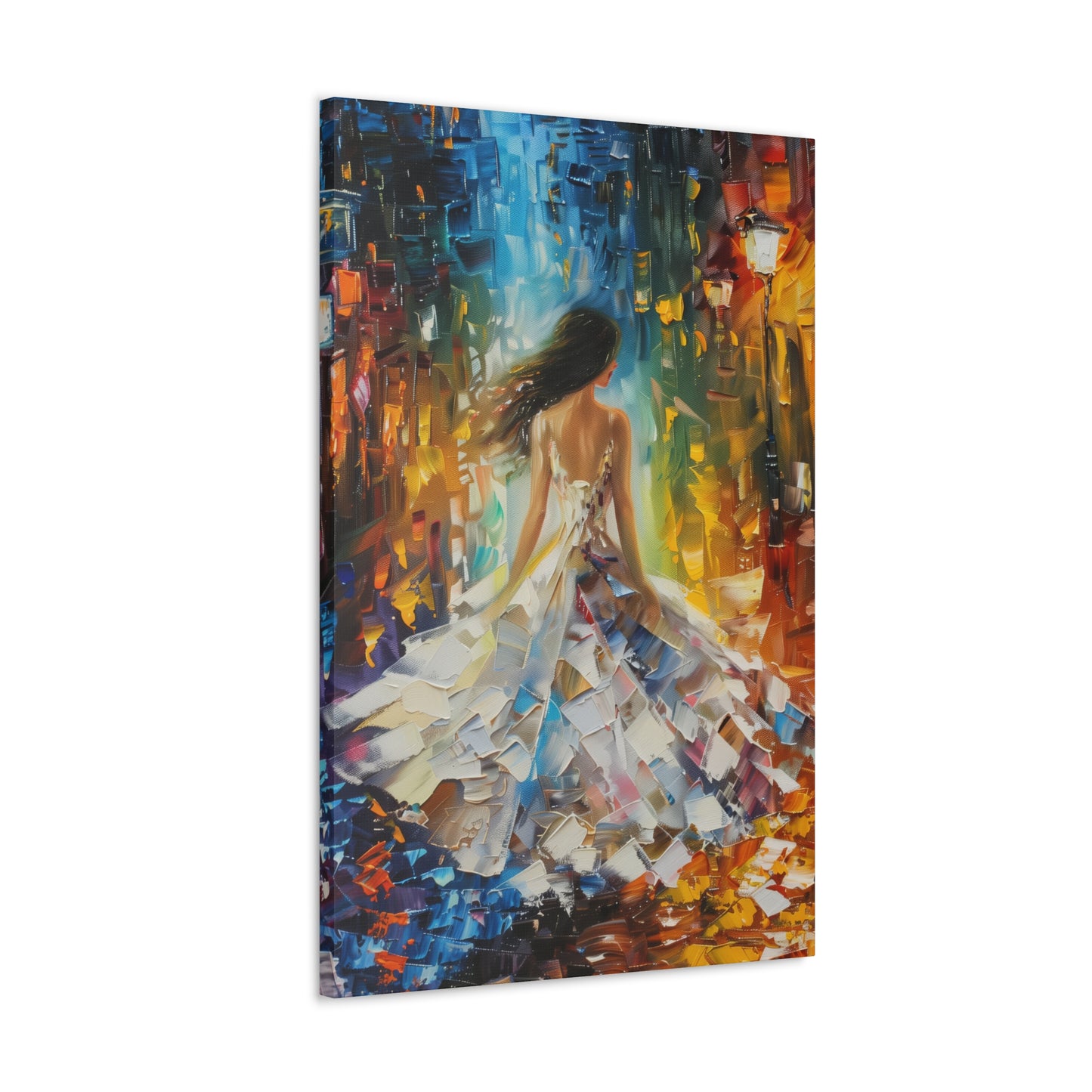 Bride walking in the streets - Leonid Afremov Style Digital Print Canvas Gallery Wraps