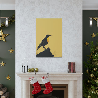 Bird Sitting on a Rock Digital Illustration Canvas Gallery Wraps