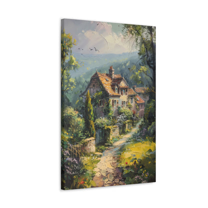 old house in countryside vintage Digital Oil Painting Print Canvas Gallery Wraps