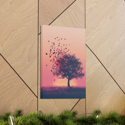 Tree in a Golden Sunset Digital Illustration Canvas Gallery Wraps