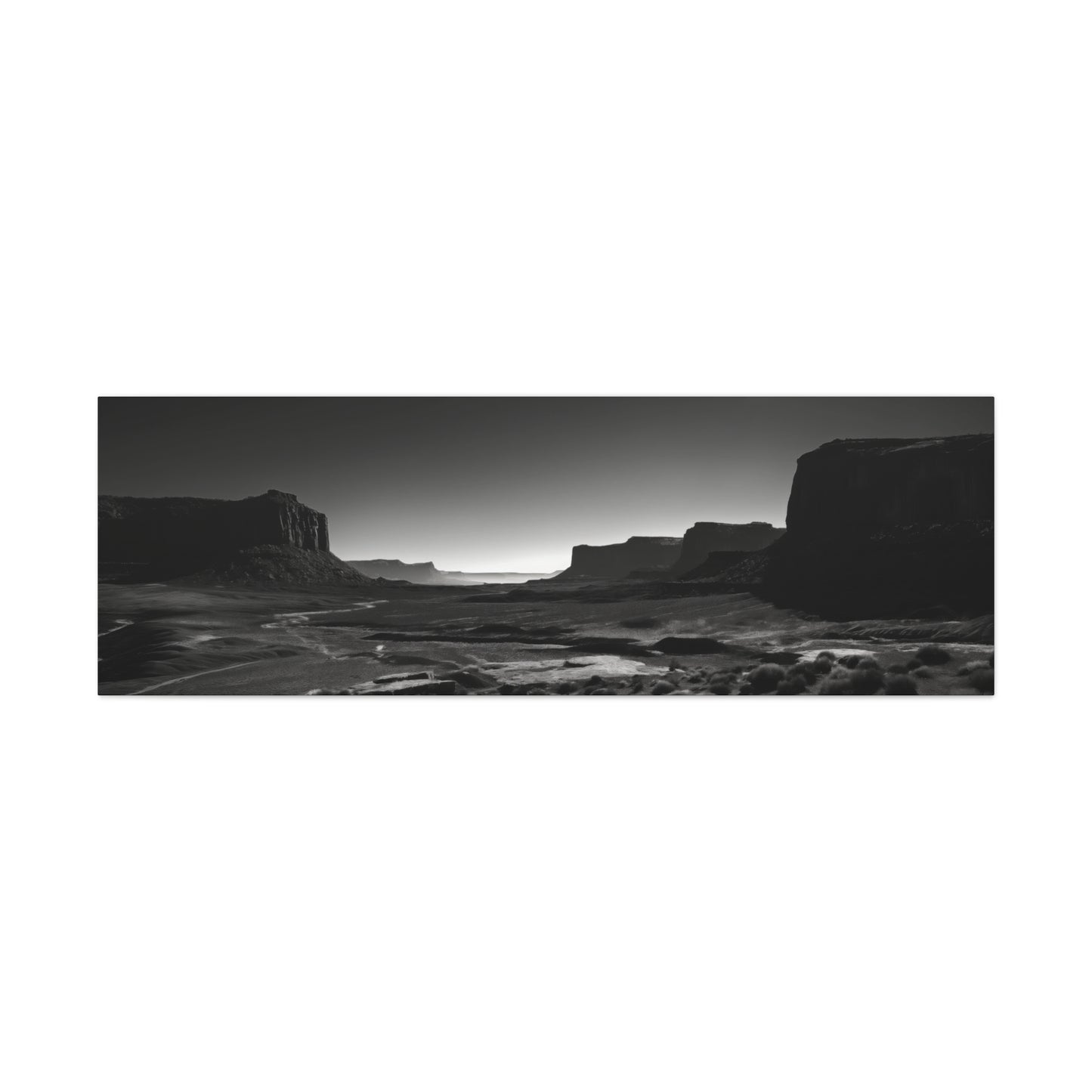 Wild West Desert of Arizona - Black and White Landscape Panorama Canvas Gallery Wraps