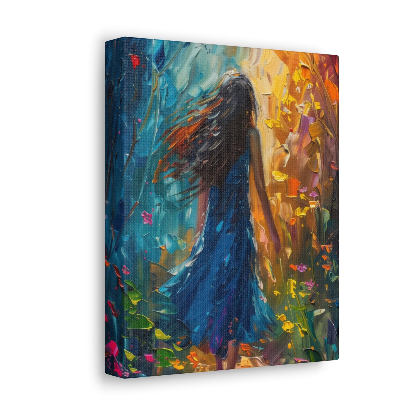 girl walking through trees Digital Oil Painting Print Canvas Gallery Wraps