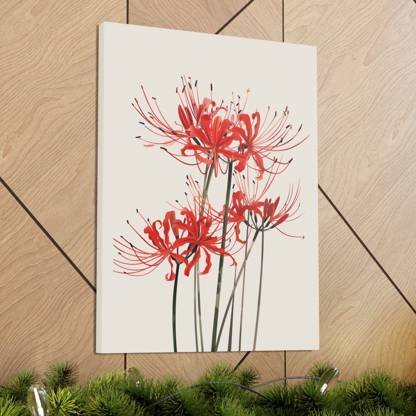 Red Spider Lily Flower Digital Illustration Canvas Gallery Wraps