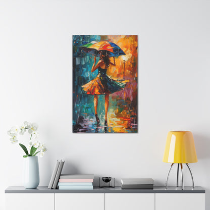 Walking in the Rain - Leonid Afremov Style Digital Print Canvas Gallery Wraps