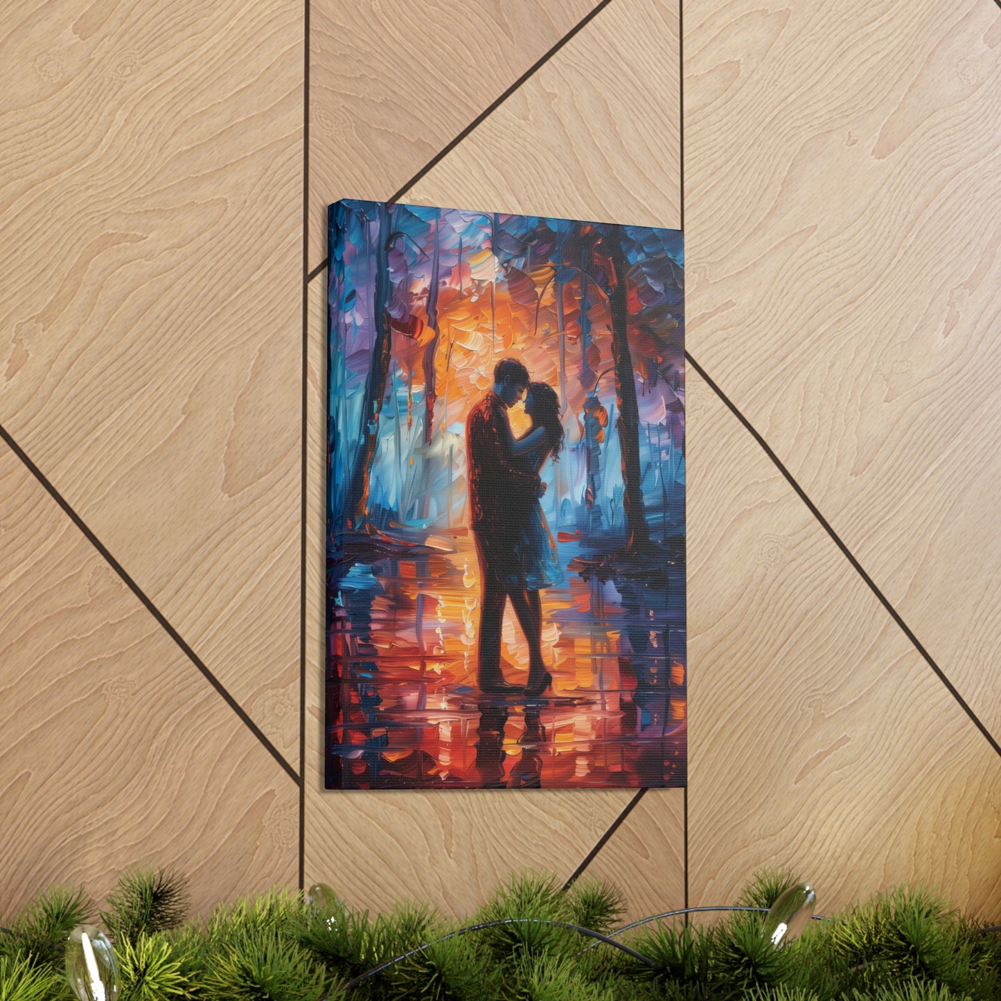 Couple - Leonid Afremov Style Digital Oil Painting Canvas Gallery Wraps