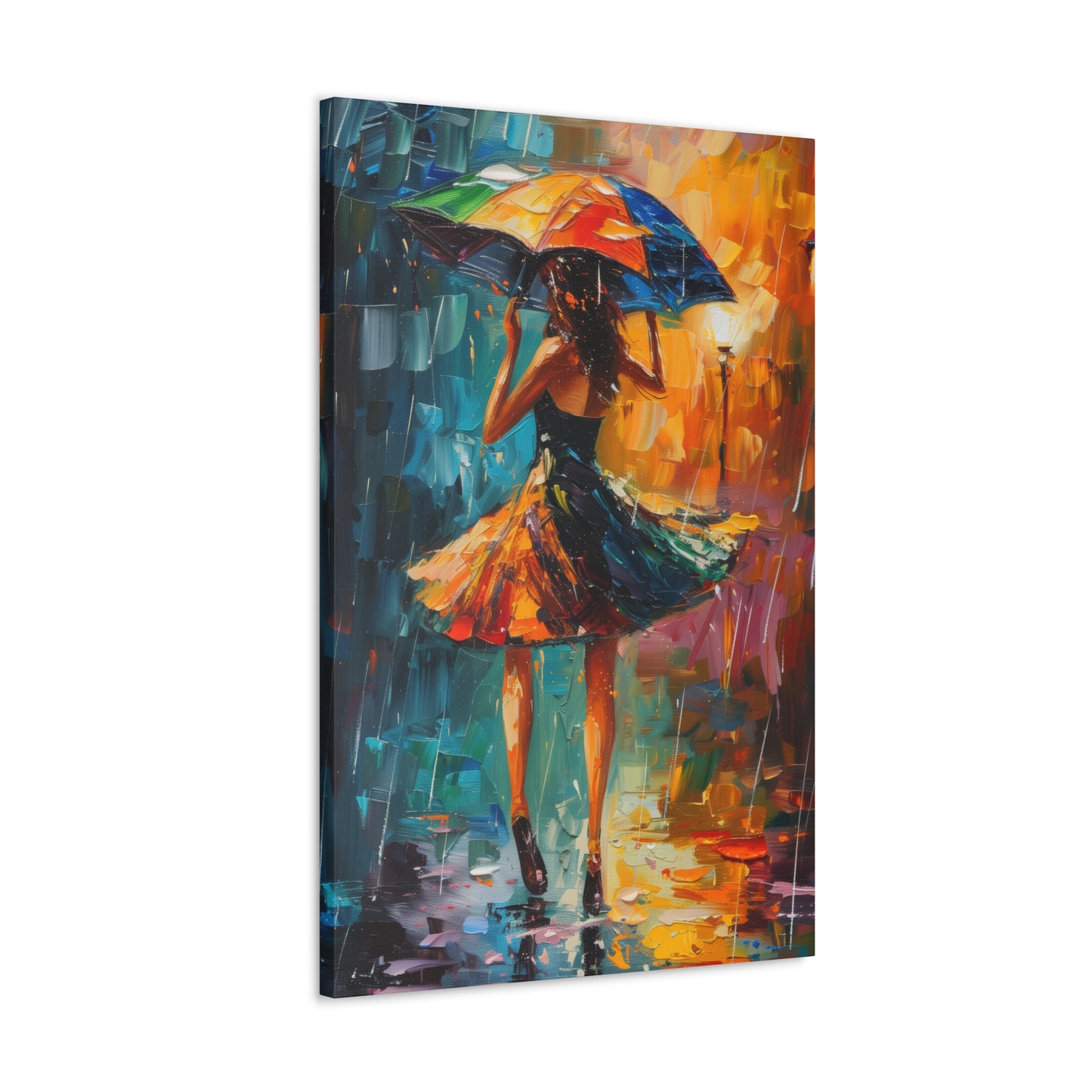 Walking in the Rain - Leonid Afremov Style Digital Print Canvas Gallery Wraps