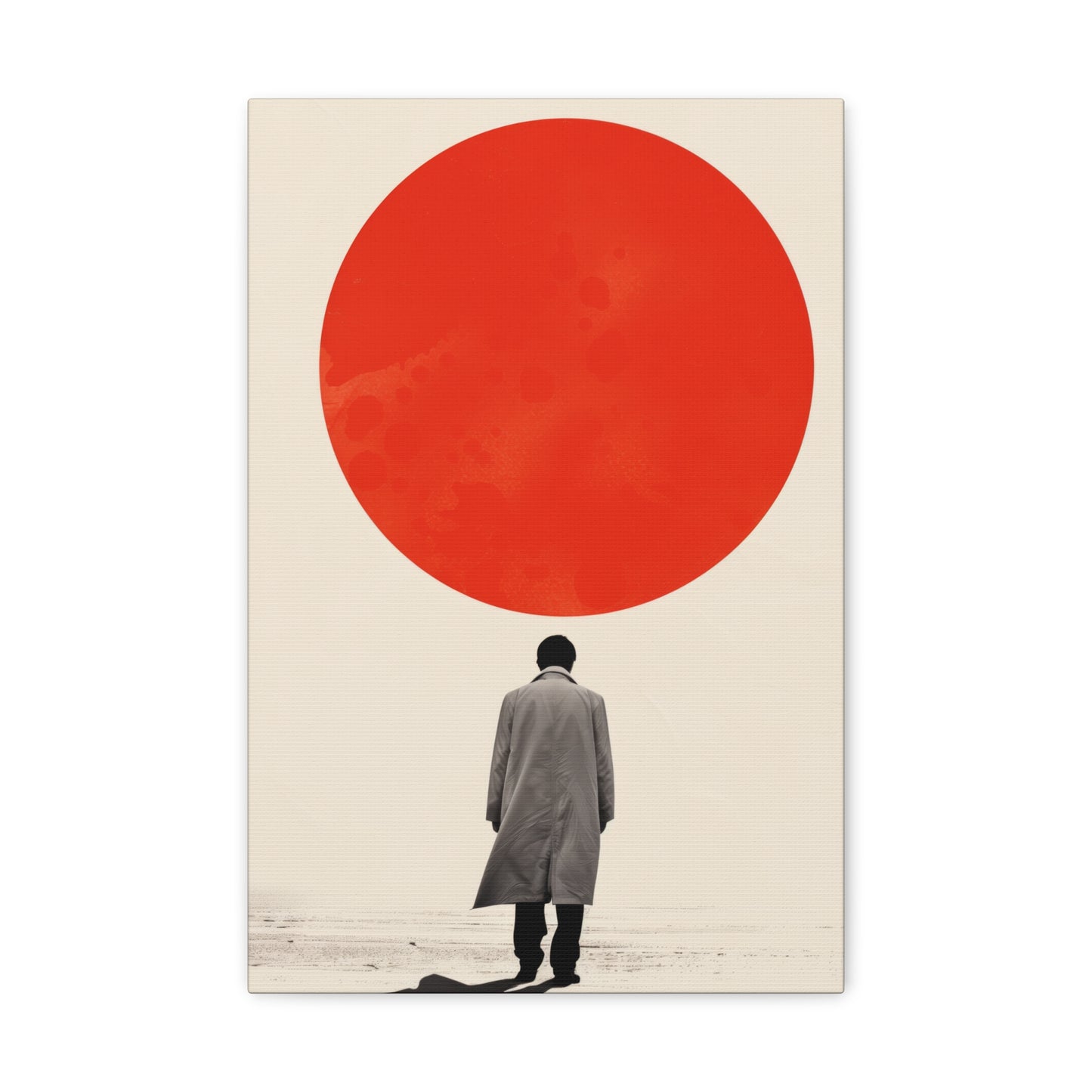 Man walking to red circle  - Takeshi Kitano Style Digital Illustration Canvas Gallery Wraps