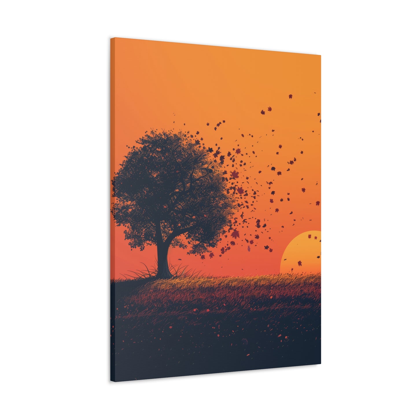 Tree in a Golden Sunset Digital Illustration Canvas Gallery Wraps