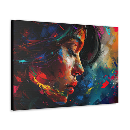 Beautiful Girl Face - Colorful Impressionist Style Digital Art Canvas Gallery Wraps