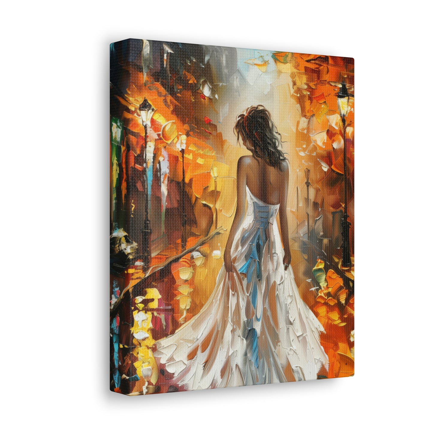 bride walking in the street - Leonid Afremov Style Digital Print Canvas Gallery Wraps