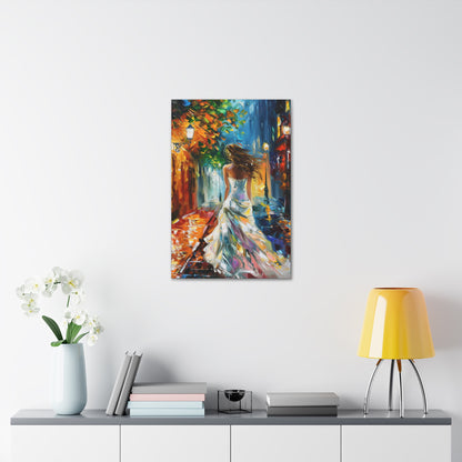 bride walking in street - Leonid Afremov Style Digital Print Canvas Gallery Wraps