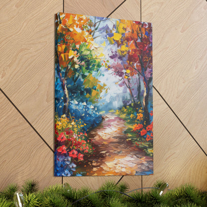 Road Through Autumn Flower Forest - Leonid Afremov Oil Painting Canvas Gallery Wraps