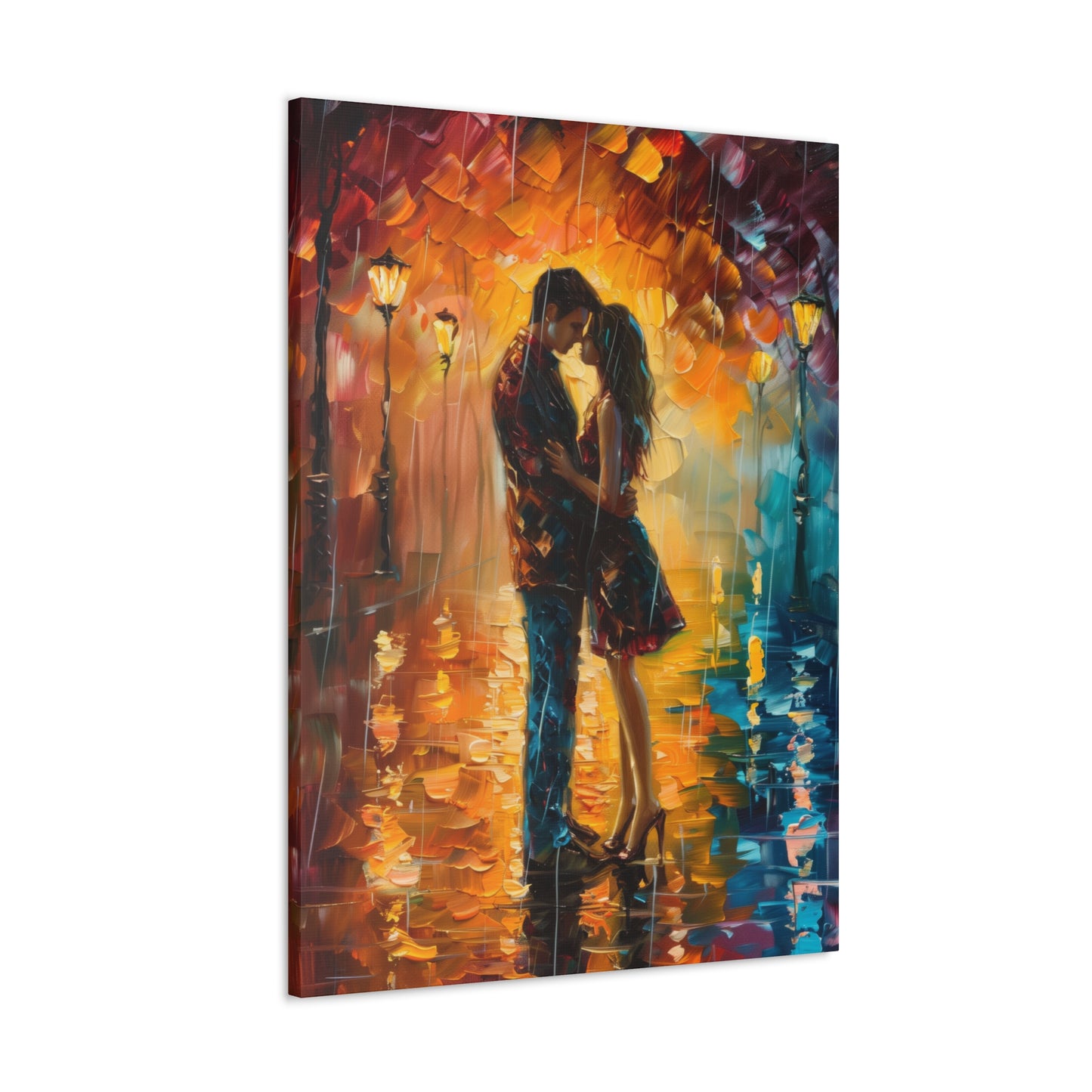 Couple - Leonid Afremov Style Digital Oil Painting Canvas Gallery Wraps