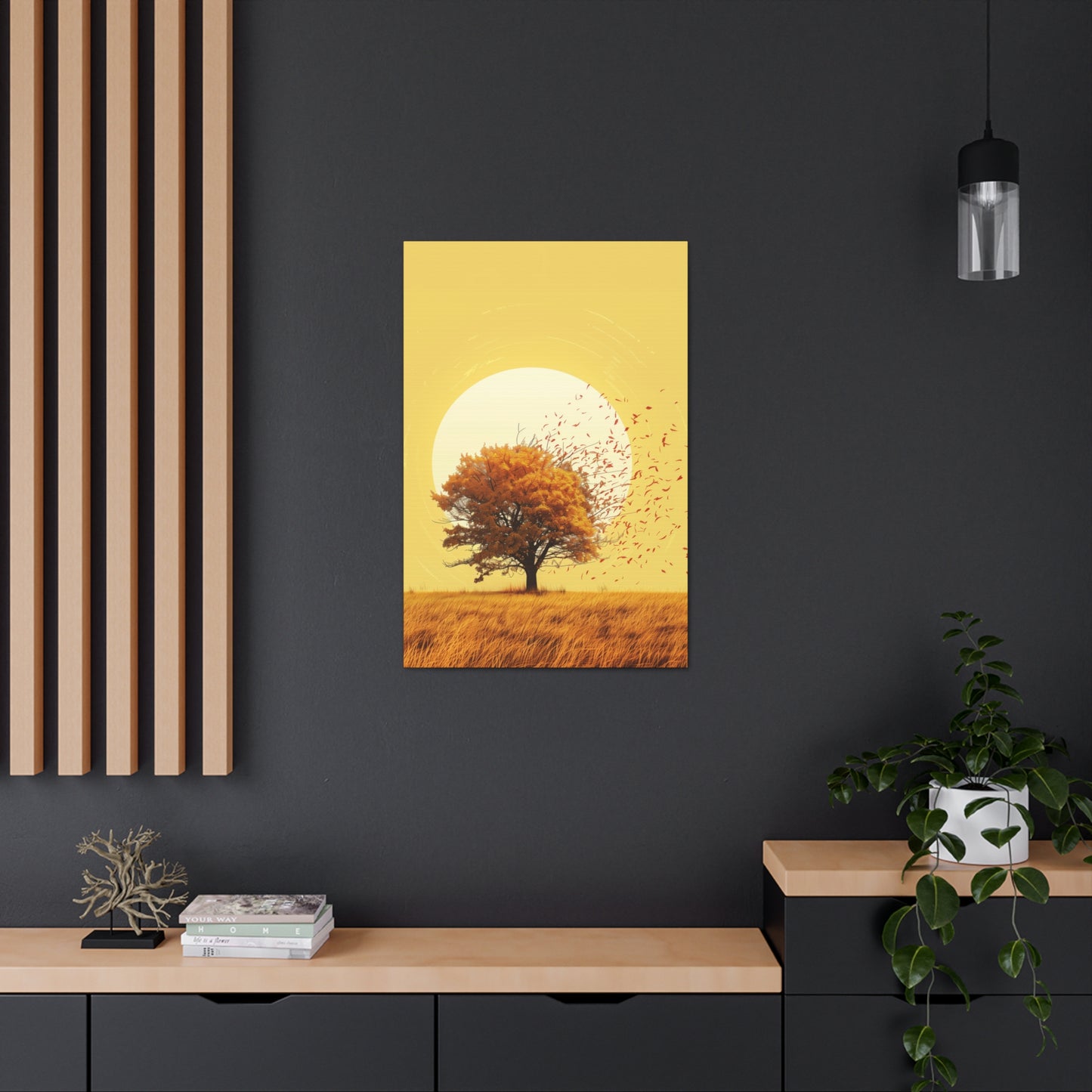 Tree in a Golden Sunset Digital Illustration Canvas Gallery Wraps