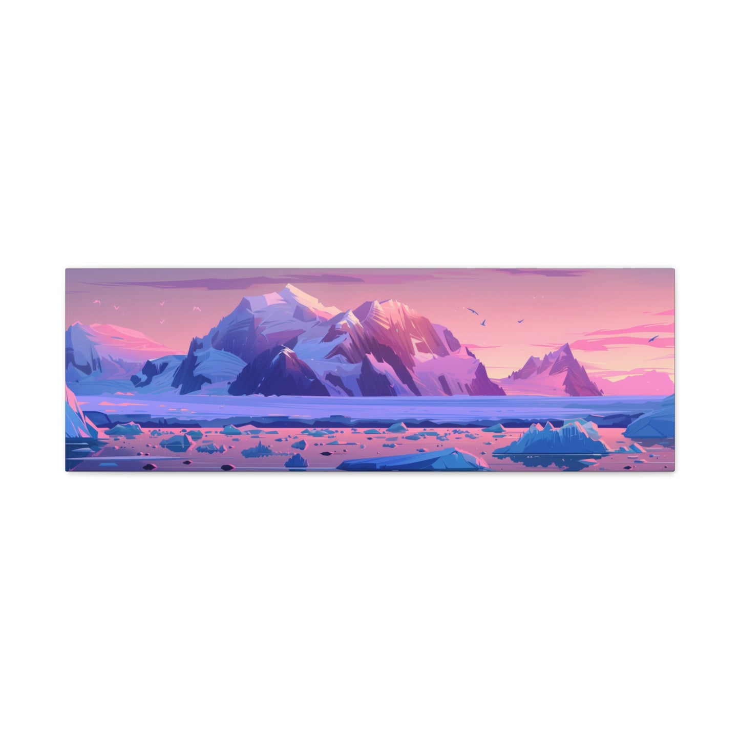 Sunset in Antarctica - Landscape Illustration Panorama Canvas Gallery Wraps