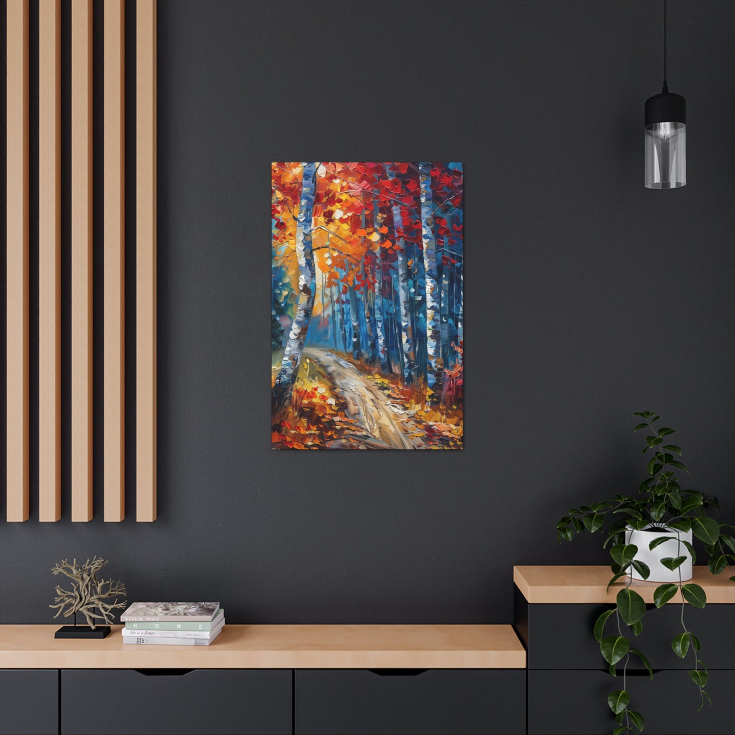 road through autumn forest - Leonid Afremov Style Digital Print Canvas Gallery Wraps