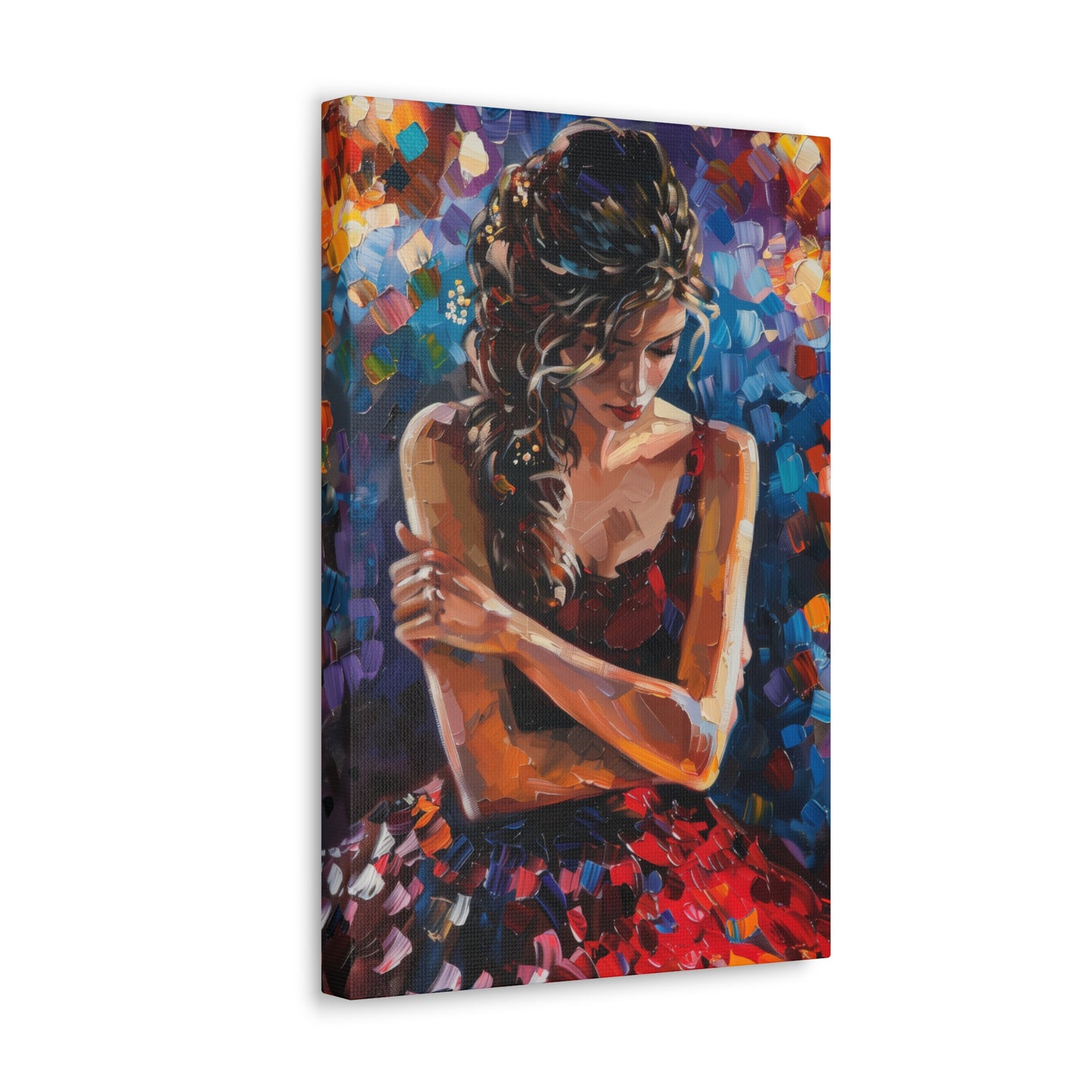 Girl with red dress - Leonid Afremov Style Digital Print Canvas Gallery Wraps