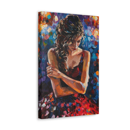 Girl with red dress - Leonid Afremov Style Digital Print Canvas Gallery Wraps